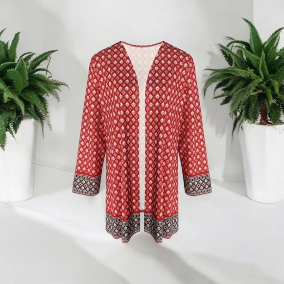 New!  Boho Kimono Vest, Tribal Print, Lightweight, Open Front, Casual Size large - Picture 8 of 9